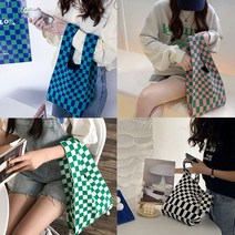 DYMF 컬러 체크보드 데일리 니트백 손목가방 6종