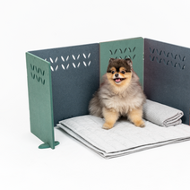 [까비] 핀사 3단 애견파티션 강아지 고양이 배변판 가림막 실내마킹 방지, 그린+블루+그린