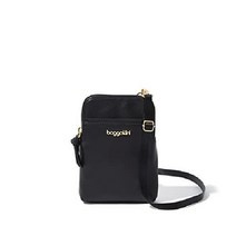 Baggallini 여성 RFID 크로스 백 비건 가죽 파우치 블랙골드 VTT781