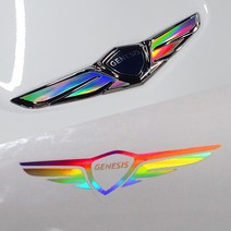 AutoClub 제네시스 홀로그램 엠블럼 스티커 커버 튜닝 용품 필름 데칼 포인트 G70 G80 GV70 GV80, 제네시스 후면스티커