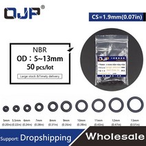고무오링 패킹 실리콘 오링 고무링 50 개/몫 고무 링 NBR 씰링 O CS1.9mm OD5/5.5/6/6.5/7/8/8.5/9/9.5/10/, 13 12x8.2x1.9mm_02 100pieces