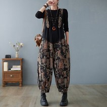 민소매 나시 여성 점프수트 여름 대형 여성 가을 겨울 외국 스타일 슬림 점프 슈트 오버핏 캐주얼 멜빵 오버핏 바지 문학 무늬 데님 작업 바지