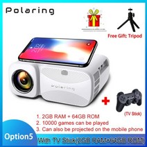 빔프로젝터 가성비 초단초점 미니 무선 프로젝트 프로젝트 스크린 Polaring A1 Native Real 1080P 4K 비디오 2.4 & 5G HD 4000루멘 홈 시어터 캠핑, Tv Stick 2-64 포함 유럽 연합 플러그