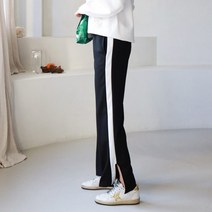 제니유 여성용 핏나인 오픈 컷 일자 스판 밴딩 바지
