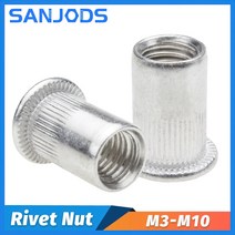 30/50Pcs 리벳 너트 알루미늄 프로파일 플랫 카운터 싱크 헤드 리베 터 스레드 내부 Nutsert M3 M4 M5 M6 M8 M10, 50