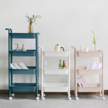 이동식 기저귀 트롤리 보관함 국민 정리함 아기 용품 수납장 신생아 육아 바스켓 바구니, 모노톤 핸드무빙카트(3단화이트)