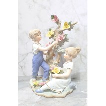 유럽풍 장식인형 야드로 세라믹인형 고급스러운 선물 집들이 도자기소품 소년소녀, 나무 소년소녀