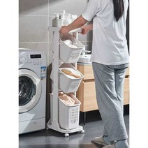 이동식 세탁실틈새수납장 슬림 빨래통 플라스틱 바퀴, 회색 3단(높이78.5x가로26x세로40)