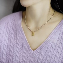 테디베어 곰돌이 실버 14K 하리보 에그통통체인 목걸이