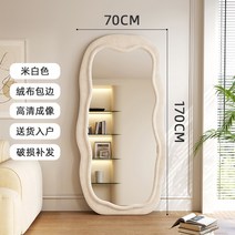 비정형거울 웨이브전신거울 카페 옷 욕실 불규칙 현관 드레스룸, 기본, 베이지 70cmx170cm