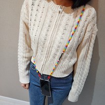 레인보우비즈구슬 이니셜 핸드폰 크로스줄