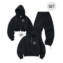 PARTIMENTO WOMEN [SET] 크롭후디 OR 하프집업 셋업_블랙 [SET] CROP HOODIE or HALF ZIP-UP SET UP_BLACK
