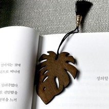 장미 원목 책갈피 북마크, 나뭇잎모양
