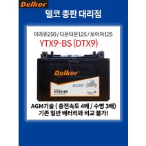 [델코공식대리점] YTX9-BS DTX9-BS AGM 배터리 8Ah 사이즈 151x87x106