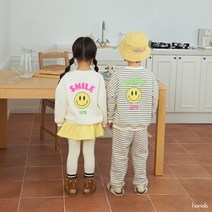 [국내 제작 특가] 네온 스마을 상하복 기모 단가라 유아 아동 어린이 편한옷 나들이룩 북유럽 겨울