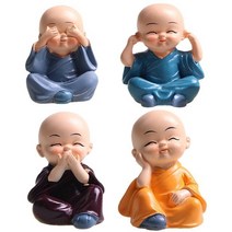납골당 봉안당 꾸미기 장식 소품 미니어처 꽃 미니어쳐 수목장 4pcs 입상 요정 홈 액세서리 카와이 중국어 불교 승려 분재 정원 가구 수지 공예, 1-밝은 회색