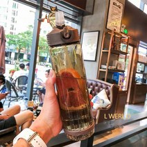 MEIISEO사무실 플라스틱 물병 대용량 빨대컵 물컵+빨대, Coffee_800ML 7x26cm