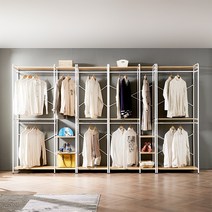 홈스타일 드레스룸 안방 수납장 옷장 시스템행거 화이트, 2단행거 와이드