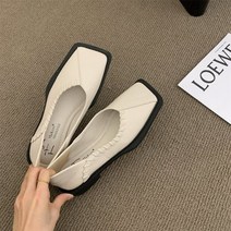 데일리 로퍼 키높이 가죽 스웨이드 여성 발편한 버클 리본 발레리나 새로운 2022 봄 와이드 핏 스퀘어 토 솔리드 컬러 발레 부드러운 신발 한국어 스타일 로우힐
