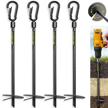 Gioventu 45.7cm18인치 튼튼한 그라운드 앵커 스크류 인453.6kg1000파운드 텅스텐 스틸로 만든 스윙 세트 어스 앵커 탈착식 카라비너 디자인 나무 캠핑 텐트, 4 PCS