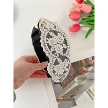 로맨틱모모 감성레이스 플라워 블랙 터번 반다나 헤어밴드