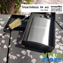 리틀스토어 힙플라스크 스텐 양주병 10oz 세트 구성품 브러쉬 깔대기 여행 남자 선물 휴대용 술병 물병, 힙플라스크 10oz 세트구성