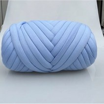 DIYSuper 두꺼운 두툼한 원사 코튼 양모 튜브 크로셰 뜨개질 부드러운 부피가 큰 팔 로빙 담요 손 스핀 거친 실 232892, 500g 하늘색