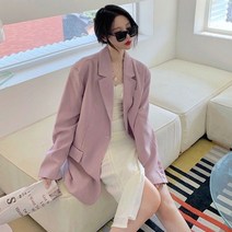 포린박스 정장 마이 연보라 오버핏 블레이저 봄 자켓 YJ