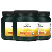 스완슨 유기농 인증 코코아 분말 무가당 340g(12oz), 3팩, 340g