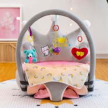 아기 어린이 소파 미니 독서 낮은 1인 키즈 캐릭터 빈백 유치원 아기 가구 유아 쿠션 쇼파, 13.그레이크라운(15-30개월장난감걸이+물티슈)