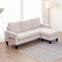 신상품! 노아가구 캔디쇼파 3인용쇼파 스툴포함 패브릭쇼파 카우치쇼파, 캔디쇼파베이지