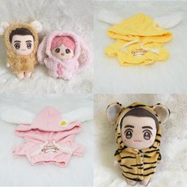푸른옷장 10cm 인형옷 꽃무늬 토끼귀 타이거 후드티 바디수트, 꽃무늬 토끼귀 후드 옐로우