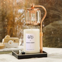 캔들백화점 롱스퀘어 크리스탈 ELSA 캔들워머+소이캔들 대용량 1000ml 대왕캔들 세트, ELSA 로즈골드블랙+블랙체리