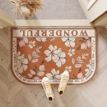 논슬립 현관타일 꽃무늬 신발장 매트 욕실러그 첫인상1173457 L3, 블루