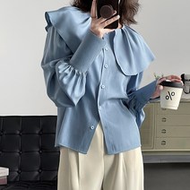 아이엠몽 여성 프릴 케이프 빅카라 블라우스 셔츠 케퓨