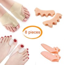 실리콘 외반증 교정 도구 8 개 Bunion 교정기 발가락 발 손가락 분리기 엄지 보호기 스페이서, Beige