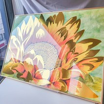 [인메이블] 금박 수채화 빅해바라기 그림 돈들어오는 액자 현관 거실 인테리어, 01.긴급-금박빅해바라기, 골드메탈 중대형[72.7x53cm]