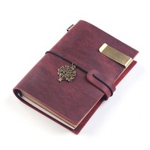 빈티지 가죽 수제 다이어리 노트 꾸미기 무지 복고 레트로 속지 다꾸 일상 레터링 메모 소품, 레드브라운13x10