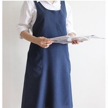 강남콩 앞치마 롱 원피스 세련된 x형 빅사이즈 고급스런 공방 어린이집 교사 주방 카페 홈웨어 앤앞치마 네이비 핑크