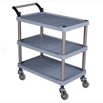 삼단 서빙카트 식당카트 플라스틱 호텔 병원 백화점 마트 식당 학교 운반구 이동식 운반 대차 구르마 유한캐스터 무소음 YPG 회색, 대, 인라인 무소음