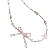 Bow Knot Choker Necklace 여아를위한 인공 크리스탈 소재 선물