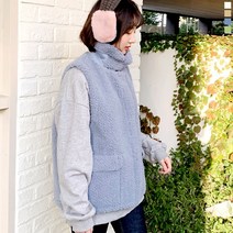 티데일리 보송보송 양털 조끼 루즈핏 뽀글이 빅사이즈 무스탕 베스트