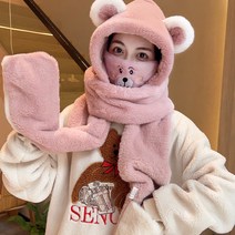 곰돌이목도리 모자목도리 제니목도리 모자머플러 커플 학생 스키장