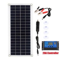 태양광패널 자동차 요트 RV 보트 휴대폰 배터리 충전용 300W 태양 전지 패널 키트 1060a 컨트롤러가 있는 12V USB 완전한, with 20A Controller
