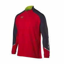 Mizuno Elite 1/2 지퍼 풀오버 레드-차콜-섀도우 미디엄, Medium