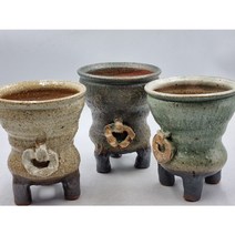 우암 수제화분 물레 원형고리 3컬러 다육 도자기화분, 1번