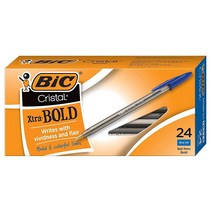BIC MSBAPP241-A-AST 크리스탈 엑스트라 볼드 패션 볼펜 미디엄 포인트 1.6mm 다양한 색상 2 빅, Blue_24 Count (Pack of 1)