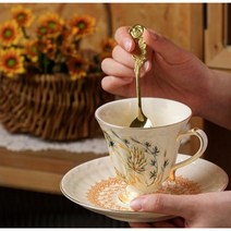 홈카페용품 고풍스러운 크림색 영국 왕실 커피잔 세트 홍차 티팟, A.커피잔+받침