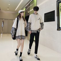 Makone봄 가을 후드티 커플 시밀러룩 데일리 캐주얼