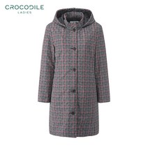 [크로커다일레이디]CLAWPD103_후드 탈부착 중기장 체크 롱 패딩